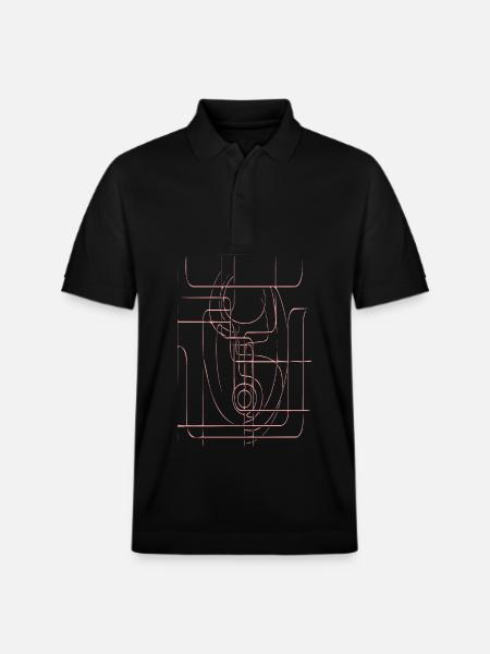 Rosa Linienfigur Abstrakte Kontur - Stanley/Stella Unisex Bio-Poloshirt PREPSTER - Schwarz