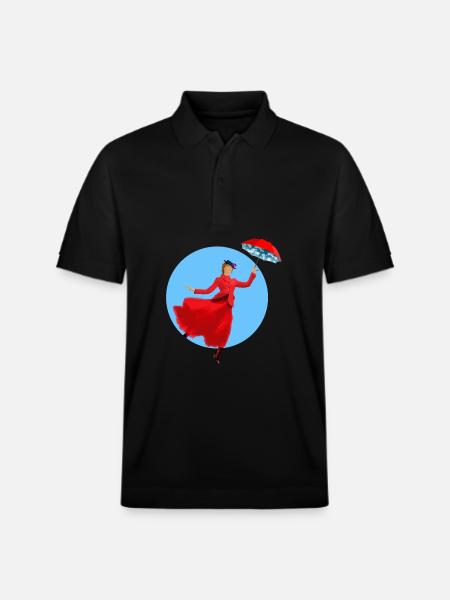 Red lady with umbrella twist - Stanley/Stella Unisex Organic Polo Shirt PREPSTER - black