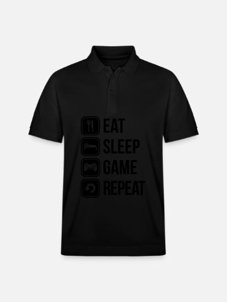 eat sleep game repeat - Stanley/Stella Unisex Organic Polo Shirt PREPSTER - black