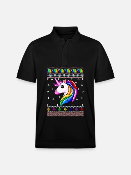 Unicorn Christmas - Stanley/Stella Unisex Organic Polo Shirt PREPSTER - black