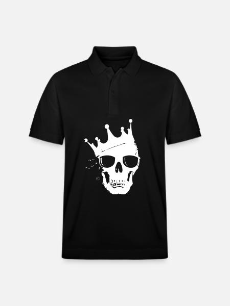 Crown Skull with Sunglasses - Stanley/Stella Unisex Organic Polo Shirt PREPSTER - black