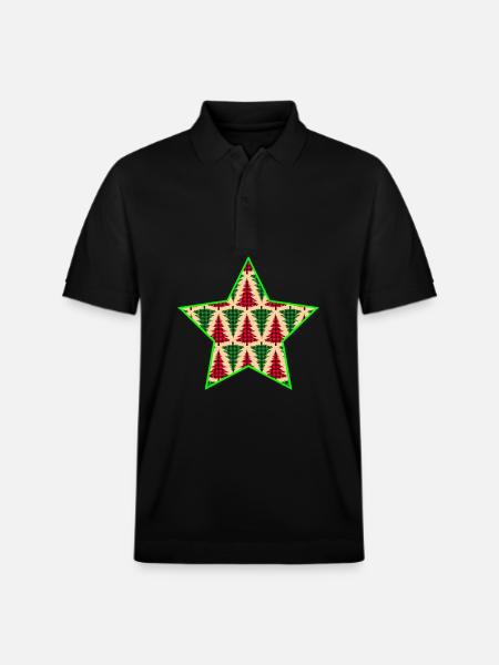 Karierter Baumstern mit Neonumriss - Stanley/Stella Unisex Bio-Poloshirt PREPSTER - Schwarz