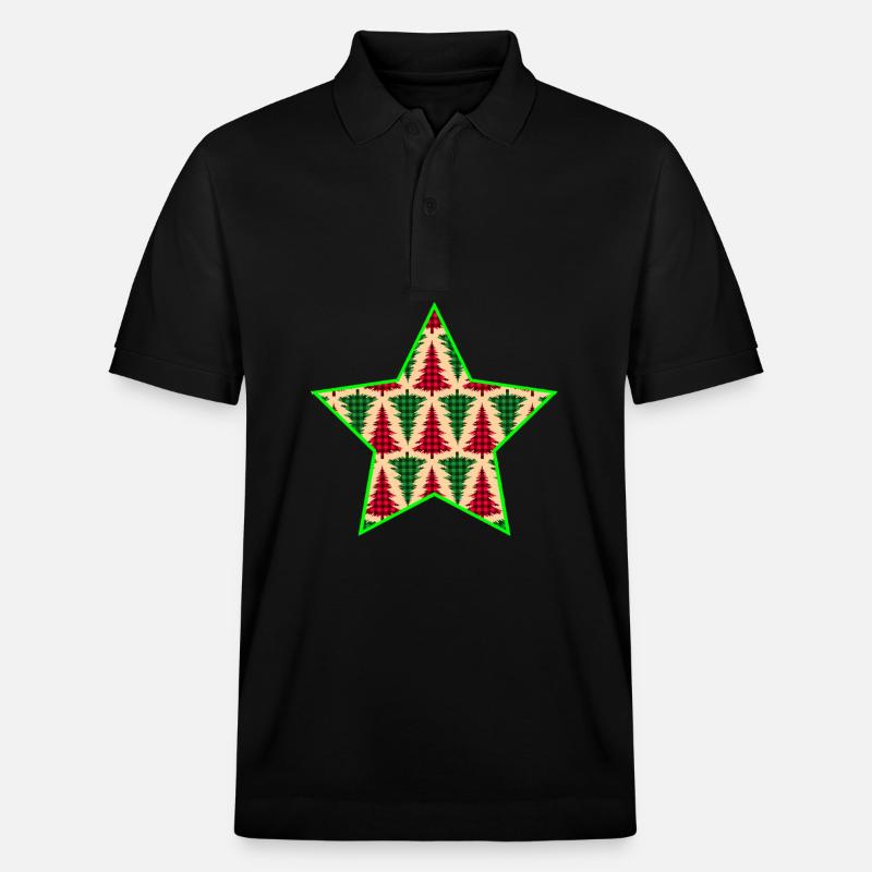 Étoile d’arbre à carreaux avec contour néon - Polo PREPSTER bio Stanley/Stella Unisexe - noir