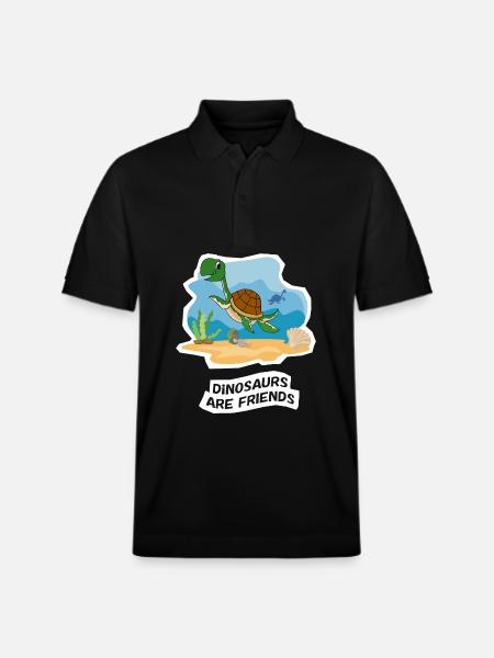 Dinosaurs are Friends - Stanley/Stella Unisex Organic Polo Shirt PREPSTER - black