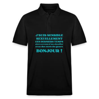 Sensibilité Sexuelle – Message provocateur - Polo PREPSTER bio Stanley/Stella Unisexe - noir - Devant - Roxy (174cm) & Andy (188cm)