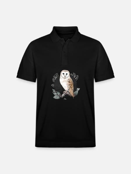 Schleiereule vor Neumond - Stanley/Stella Unisex Bio-Poloshirt PREPSTER - Schwarz