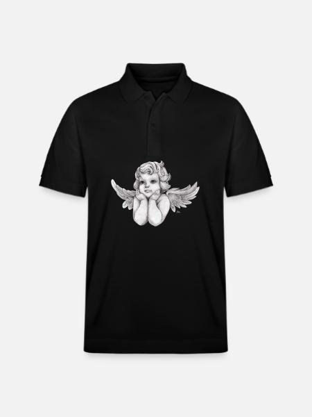 Kleine träumerische Engel-Putte - Stanley/Stella Unisex Bio-Poloshirt PREPSTER - Schwarz