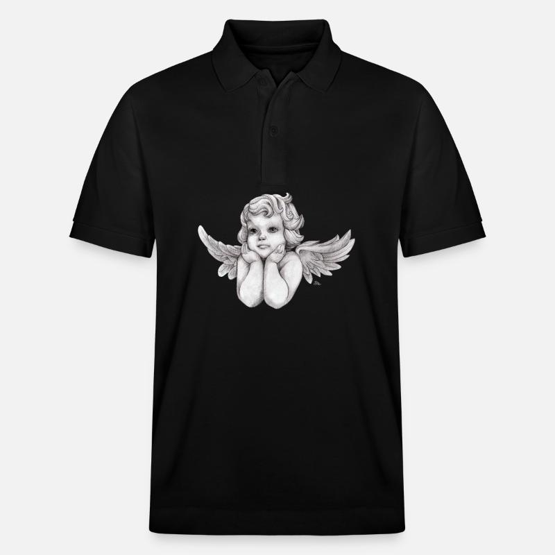 Petit ange chérubin rêveur - Polo PREPSTER bio Stanley/Stella Unisexe - noir