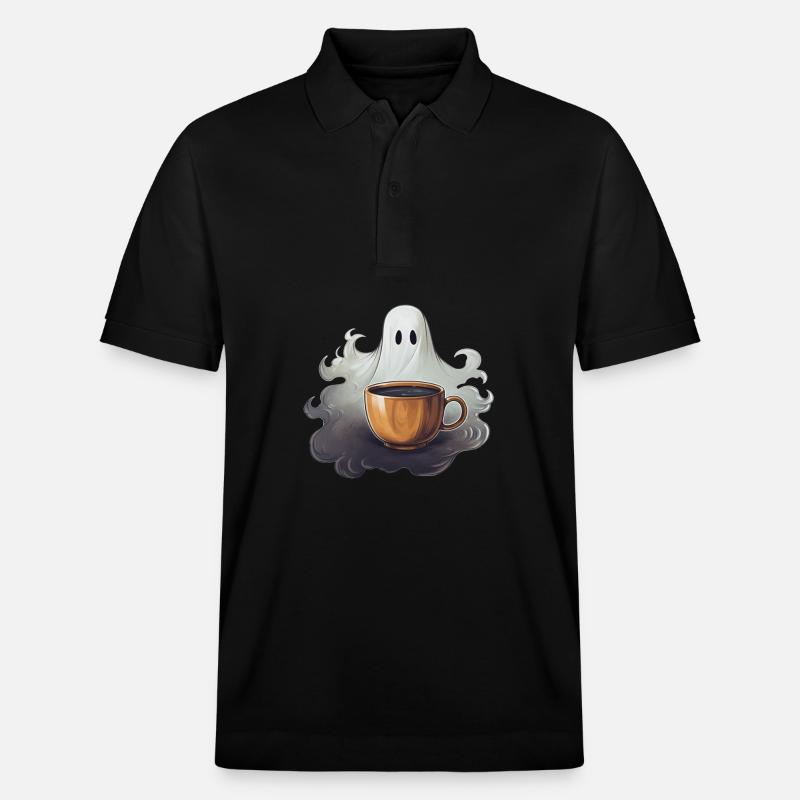 Riesenkaffee Mit Geist Halloween Shirt - Stanley/Stella Unisex Bio-Poloshirt PREPSTER - Schwarz