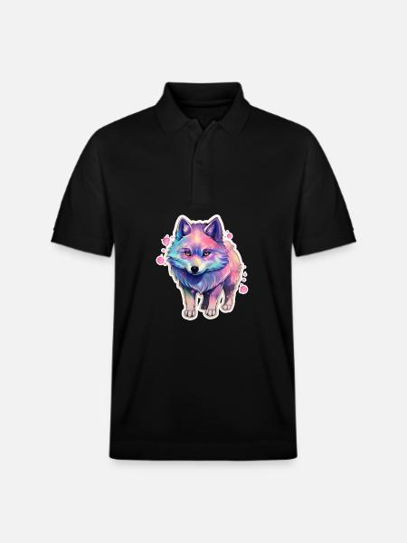 Süßer kleiner Hund mit Regenbogenfell - Stanley/Stella Unisex Bio-Poloshirt PREPSTER - Schwarz