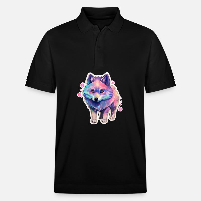 Süßer kleiner Hund mit Regenbogenfell - Stanley/Stella Unisex Bio-Poloshirt PREPSTER - Schwarz