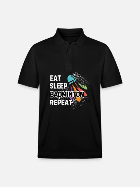 Eat Sleep Badminton Repeat - Stanley/Stella Unisex Organic Polo Shirt PREPSTER - black
