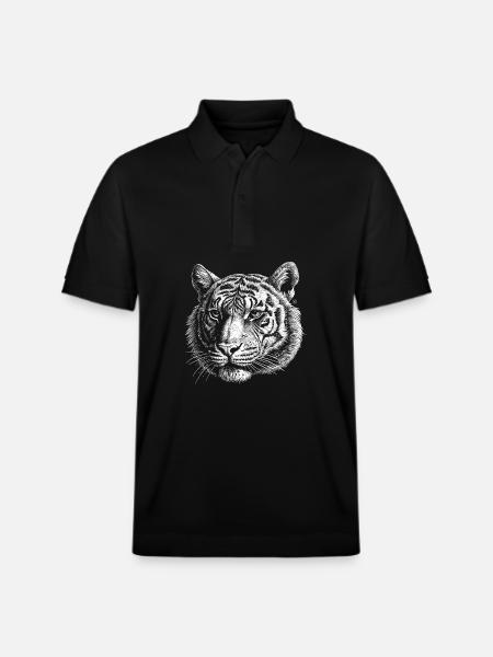Weißer Tigerkopf - Stanley/Stella Unisex Bio-Poloshirt PREPSTER - Schwarz
