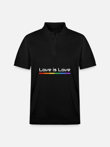 Love is Love Pride Flag Banner - Stanley/Stella Unisex Organic Polo Shirt PREPSTER - black