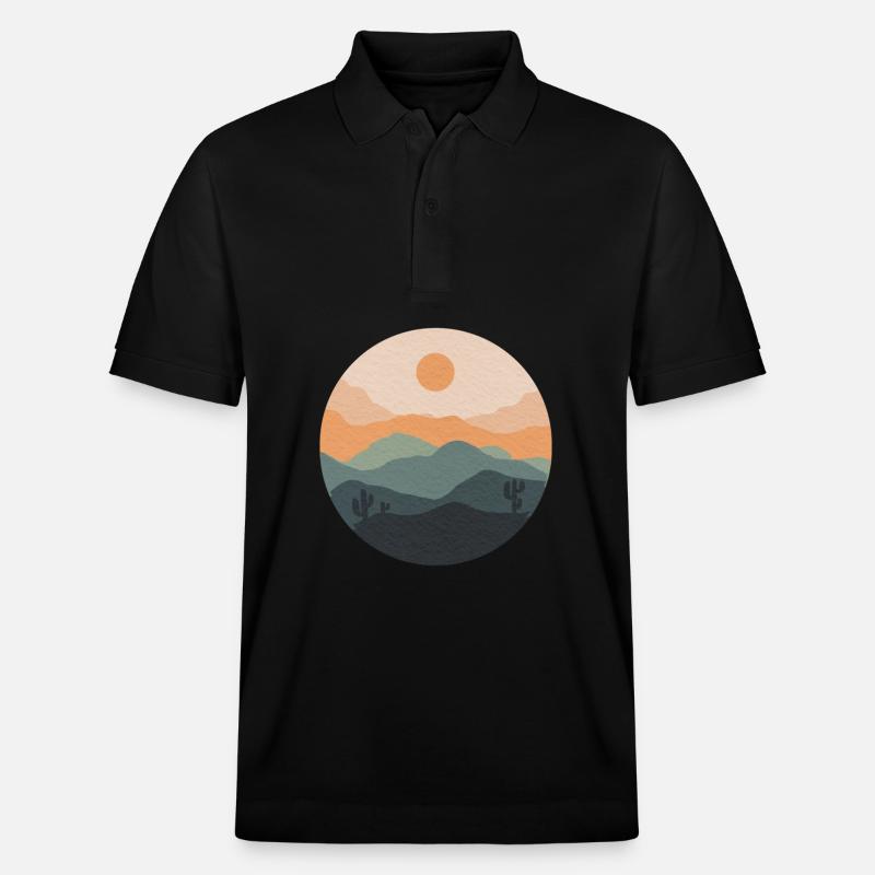 Coucher désert pastel cercle - Polo PREPSTER bio Stanley/Stella Unisexe - noir