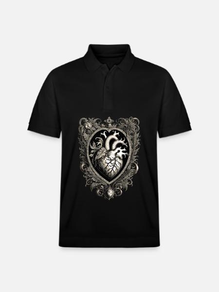 Herz mit Akanthus - Stanley/Stella Unisex Bio-Poloshirt PREPSTER - Schwarz