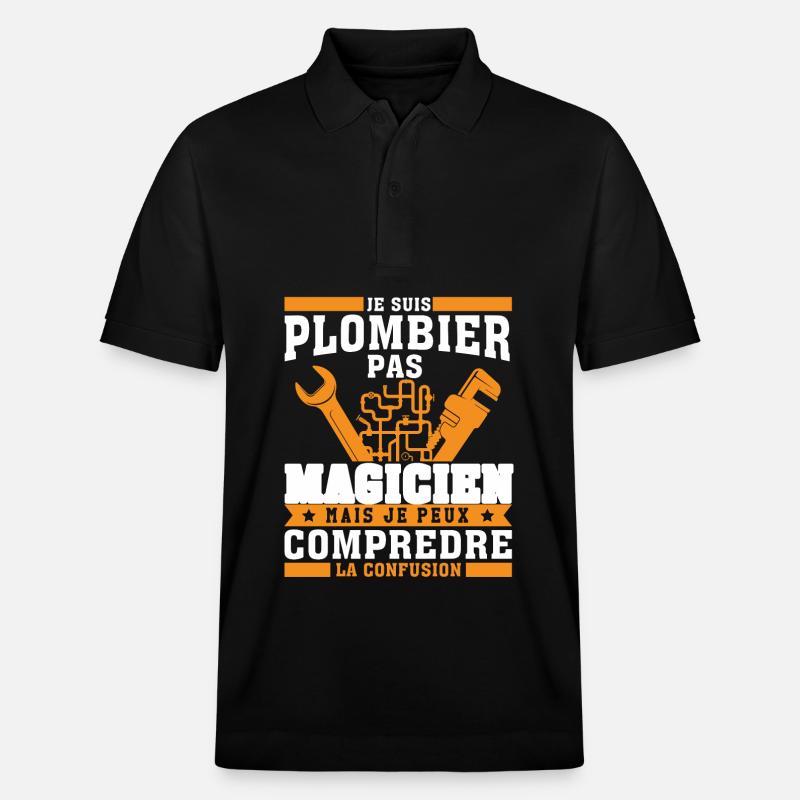 Plombier Pas Magicien Plomberie - Polo PREPSTER bio Stanley/Stella Unisexe - noir