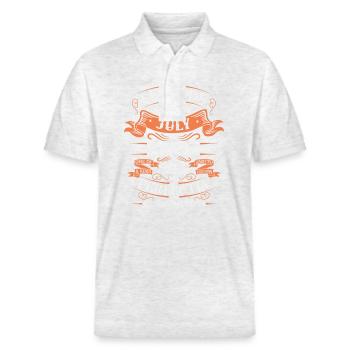 Born in July 1923 - Stanley/Stella Unisex Organic Polo Shirt PREPSTER - heather white - Front - Roxy (174cm) & Andy (188cm)