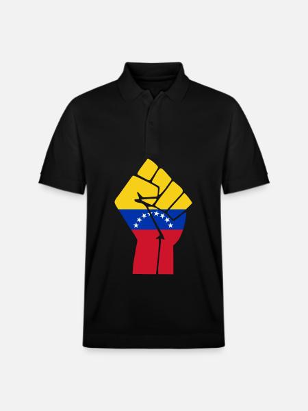 Venezuela Fist Flag - Stanley/Stella Unisex Organic Polo Shirt PREPSTER - black