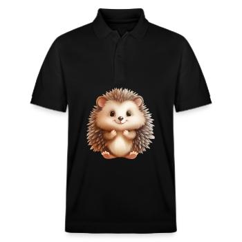 Süsser sitzender Igel - Stanley/Stella Unisex Bio-Poloshirt PREPSTER - Schwarz - Vorne - Roxy (174cm) & Andy (188cm)