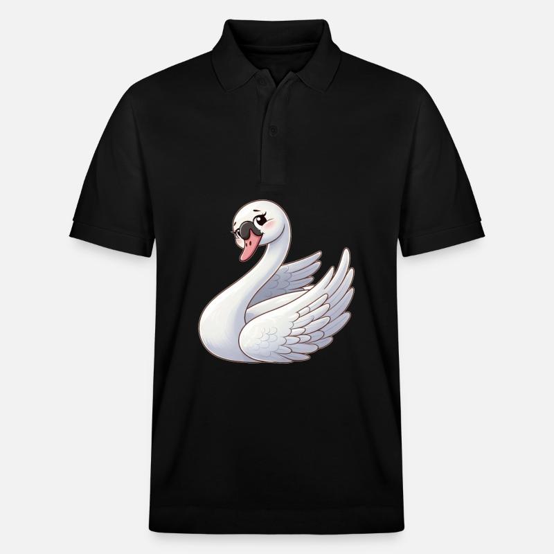 Weißer Schwan als himmlischer Engel - Stanley/Stella Unisex Bio-Poloshirt PREPSTER - Schwarz
