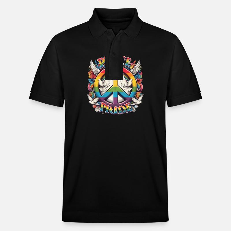 Peace Love Pride Rainbow Design - Stanley/Stella Unisex Bio-Poloshirt PREPSTER - Schwarz