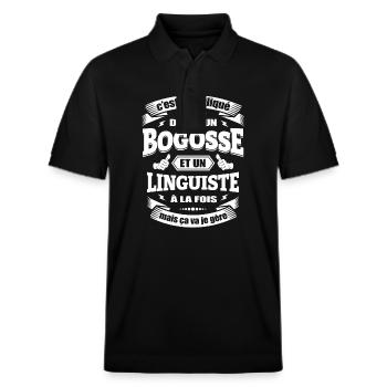 BOGOSSE ET LINGUISTE - Polo PREPSTER bio Stanley/Stella Unisexe - noir - Devant - Roxy (174cm) & Andy (188cm)