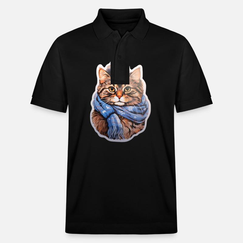 Chat d’hiver avec écharpe - Polo PREPSTER bio Stanley/Stella Unisexe - noir