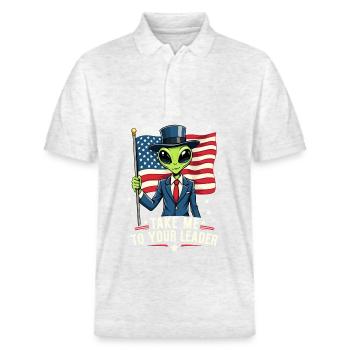 Emmenez-moi à votre leader USA Patriot Alien - Polo PREPSTER bio Stanley/Stella Unisexe - blanc chiné - Devant - Roxy (174cm) & Andy (188cm)
