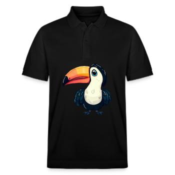 Tukan: Tropischer Vogel par excellence - Stanley/Stella Unisex Bio-Poloshirt PREPSTER - Schwarz - Vorne - Roxy (174cm) & Andy (188cm)