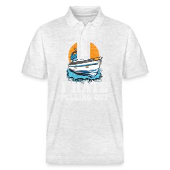 I Hate Pulling Out Funny Motorboating Quote - Stanley/Stella Unisex Organic Polo Shirt PREPSTER - heather white - Front - Roxy (174cm) & Andy (188cm)