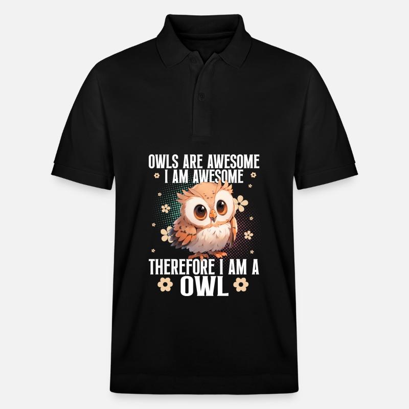Eule Eulen Lustiger Spruch - Stanley/Stella Unisex Bio-Poloshirt PREPSTER - Schwarz