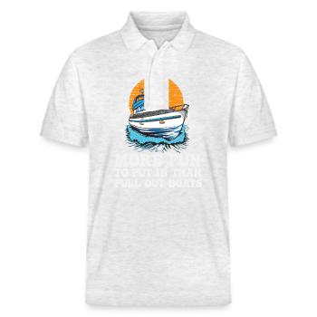 Funy Motorboating More Fun To Put In Than Pull - Stanley/Stella Unisex Organic Polo Shirt PREPSTER - heather white - Front - Roxy (174cm) & Andy (188cm)