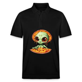 Green Alien apprécie la pizza salami - Polo PREPSTER bio Stanley/Stella Unisexe - noir - Devant - Roxy (174cm) & Andy (188cm)