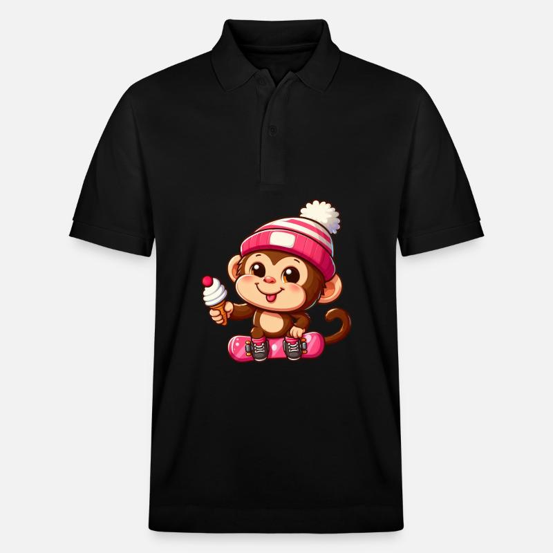 Schimpanse Snowboarder Winter Action - Stanley/Stella Unisex Bio-Poloshirt PREPSTER - Schwarz