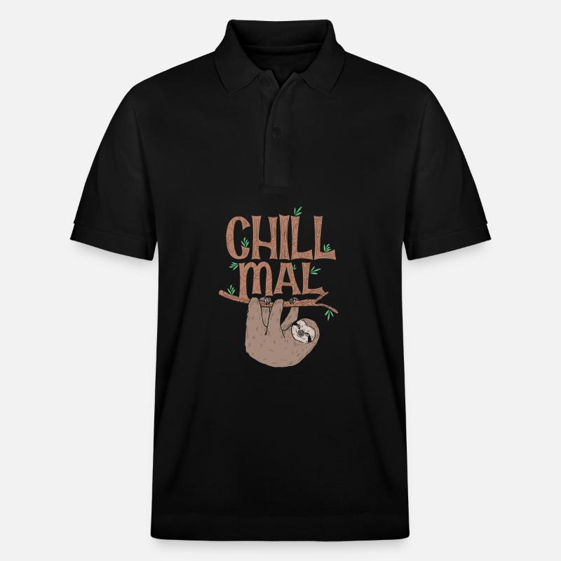 Faultier chill mal - Stanley/Stella Unisex Bio-Poloshirt PREPSTER - Schwarz