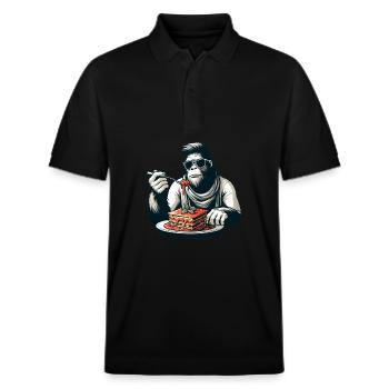 Bigfoot Sasquatch Lasagne Stilvoll Modern - Stanley/Stella Unisex Bio-Poloshirt PREPSTER - Schwarz - Vorne - Roxy (174cm) & Andy (188cm)