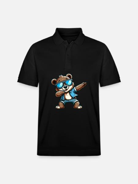 Cool Bear Dabbing - Stanley/Stella Unisex Organic Polo Shirt PREPSTER - black