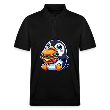 mignon pingouin burger dessin animé restauration rapide - Polo PREPSTER bio Stanley/Stella Unisexe - noir - Devant - Roxy (174cm) & Andy (188cm)