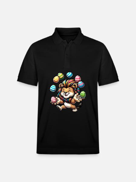Easter Lion & Rat Jugglers - Stanley/Stella Unisex Organic Polo Shirt PREPSTER - black