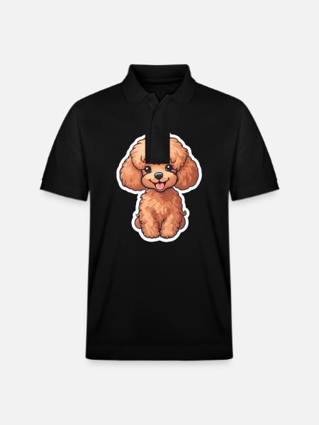 Cute Baby Poodle Dog Sticker - Stanley/Stella Unisex Organic Polo Shirt PREPSTER - black
