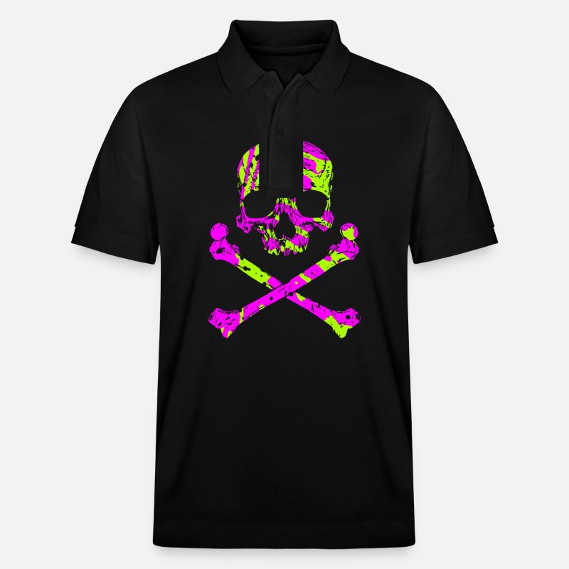 Totenkopf mit Knochen - Stanley/Stella Unisex Bio-Poloshirt PREPSTER - Schwarz