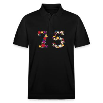 Flowers 75 - Stanley/Stella Unisex Bio-Poloshirt PREPSTER - Schwarz - Vorne - Roxy (174cm) & Andy (188cm)