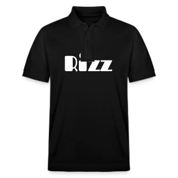 Modernes Rizz Design - Stanley/Stella Unisex Bio-Poloshirt PREPSTER - Schwarz - Vorne - Roxy (174cm) & Andy (188cm)