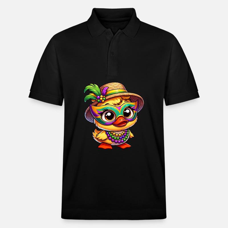 Mardi Gras Comic-Ente - Stanley/Stella Unisex Bio-Poloshirt PREPSTER - Schwarz