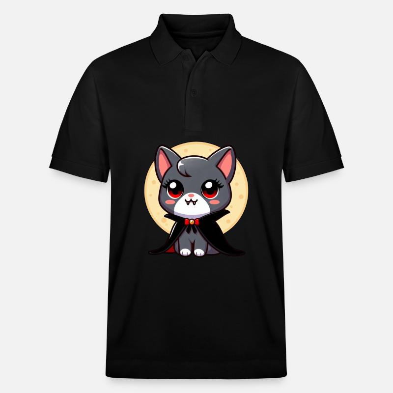 Halloween Chat Vampire Chauve-souris Mignon - Polo PREPSTER bio Stanley/Stella Unisexe - noir