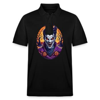 Gruseliges Halloween-party-kostüm Vampir - Stanley/Stella Unisex Organic Polo Shirt PREPSTER - black - Front - Roxy (174cm) & Andy (188cm)
