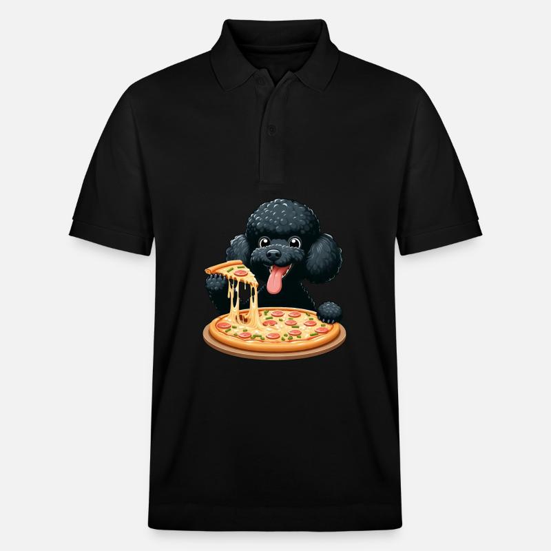 Comic Pudel mit Pizza - Stanley/Stella Unisex Bio-Poloshirt PREPSTER - Schwarz