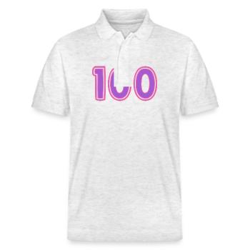 100. 100 YEARS. 100th ANNIVERSARY - Stanley/Stella Unisex Organic Polo Shirt PREPSTER - heather white - Front - Roxy (174cm) & Andy (188cm)