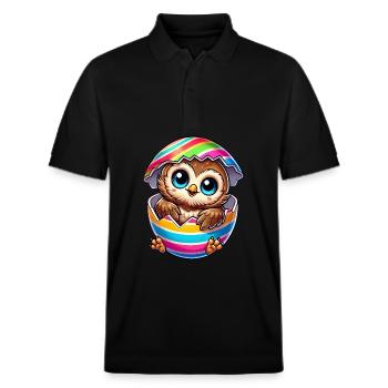 Süße Eule Cartoon Osterei Schlüpfen - Stanley/Stella Unisex Bio-Poloshirt PREPSTER - Schwarz - Vorne - Roxy (174cm) & Andy (188cm)